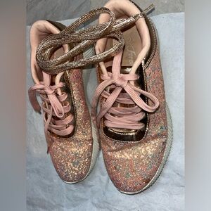 Forever Iridescent Sequin Glitter Reflective Metallic RoseGold Pink Tennis Shoes